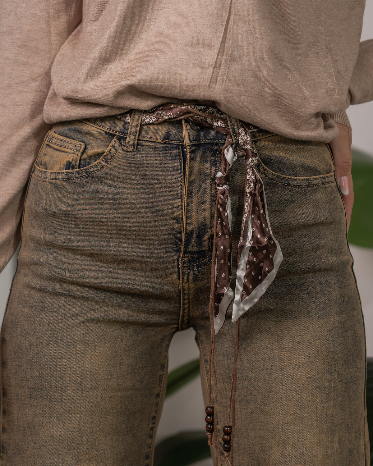 Jeans Sabbiato con Foulard F/W