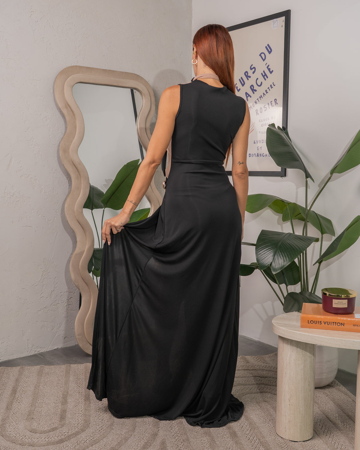 Abito Lungo Bicolore con Spacco
