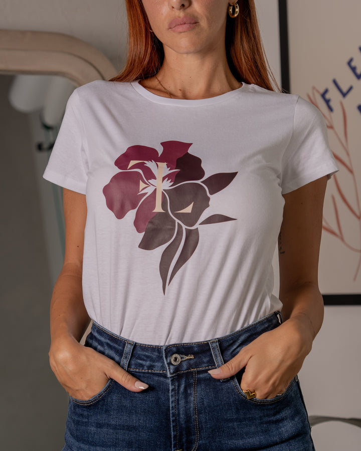 T-shirt Floreale iniziali "Les Filles" F/W